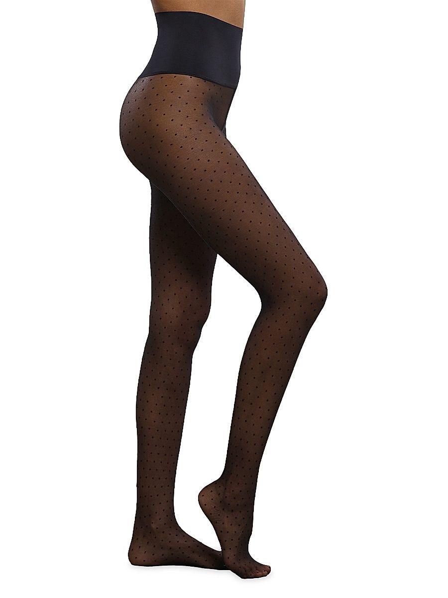 Women's Hosiery Chic Dot Sheer Tights - Black - Size XL