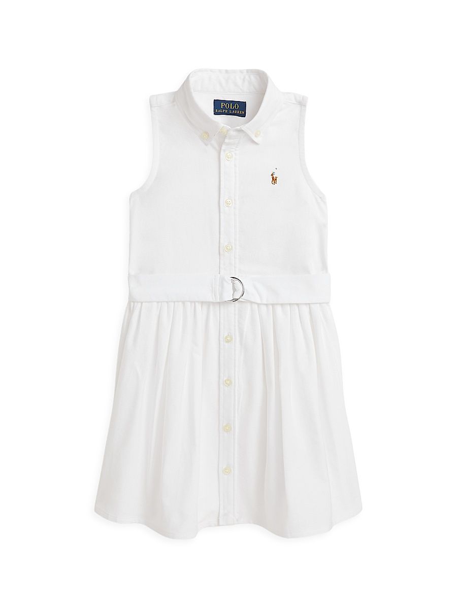 Little Girl's & Girl's Classic Oxford Sleeveless Shirtdress - White - Size 2