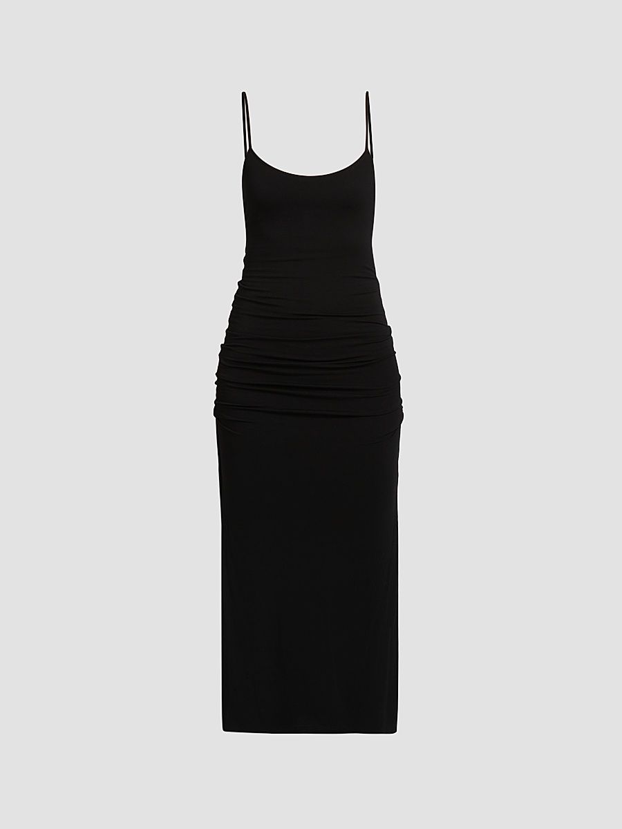Women's Draped Jersey Slip Midi Dress - Black - Size XL