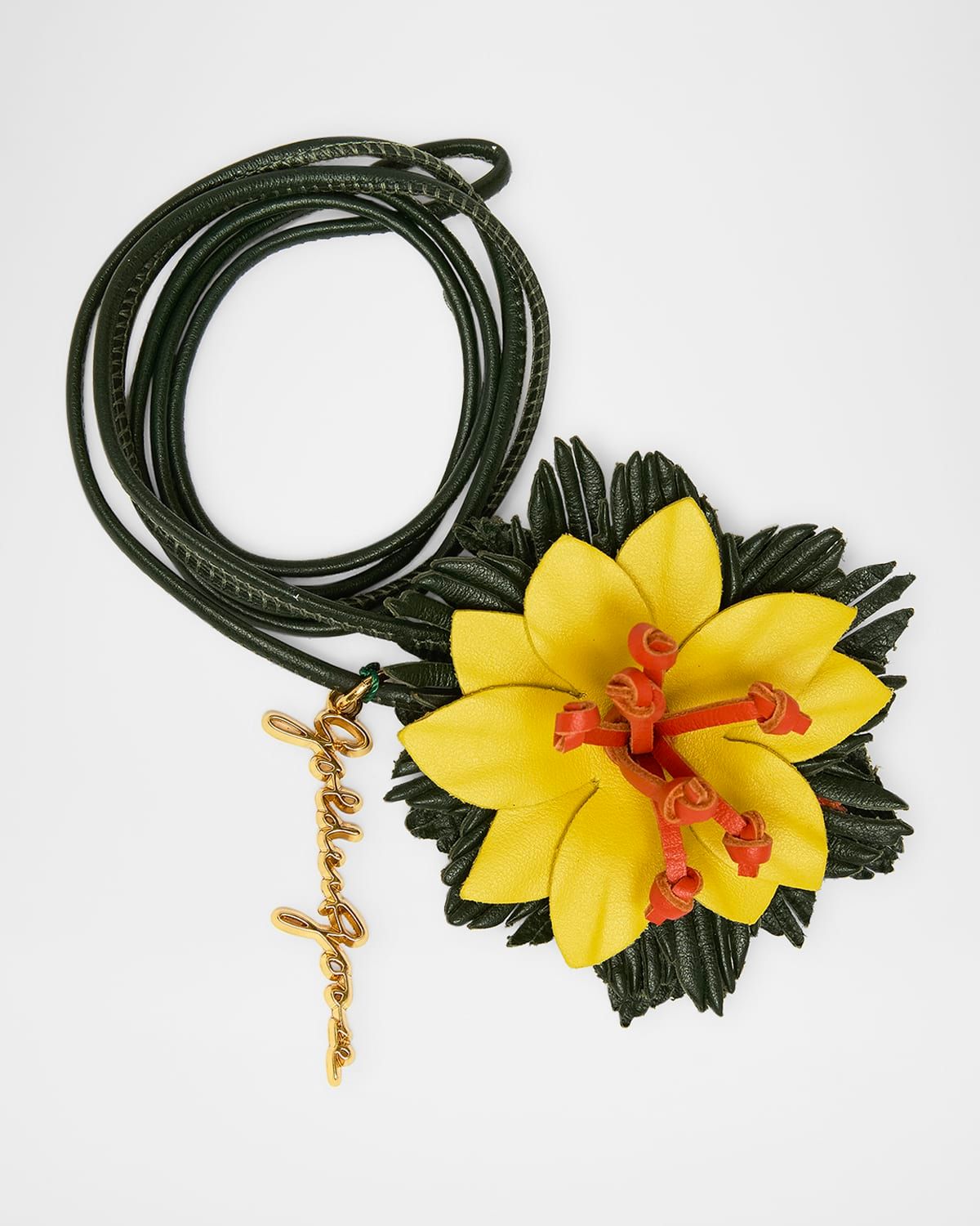 Leather Flower Bag Charm