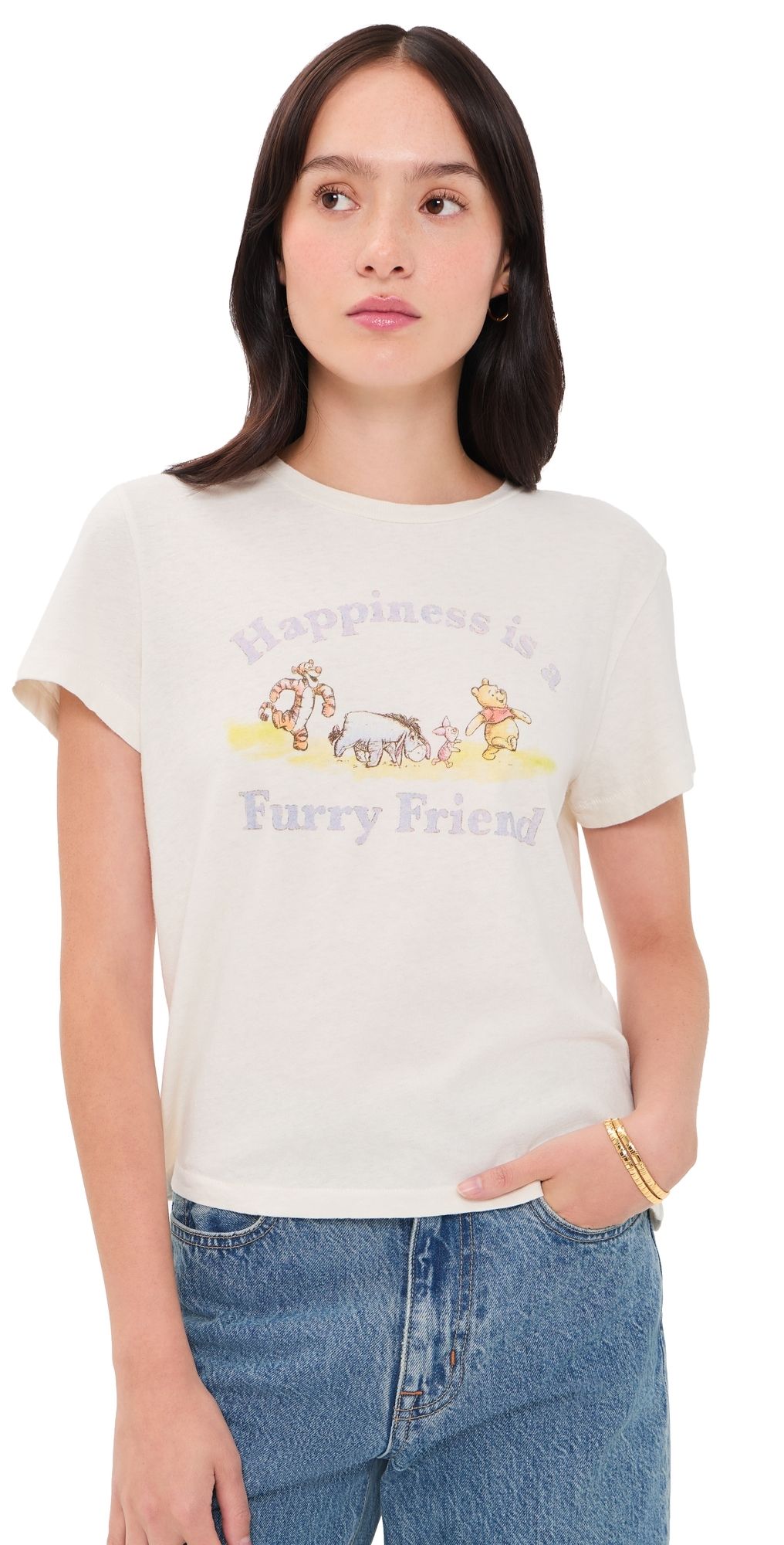 RE/DONE Classic Pooh Friend Tee Vintage White M