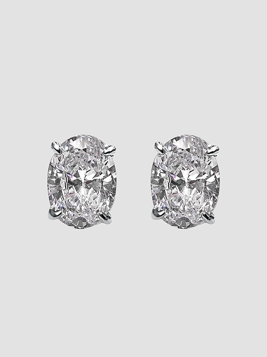 Women's Sterling Silver & 4.00 TCW Oval Cubic Zirconia Stud Earrings - White