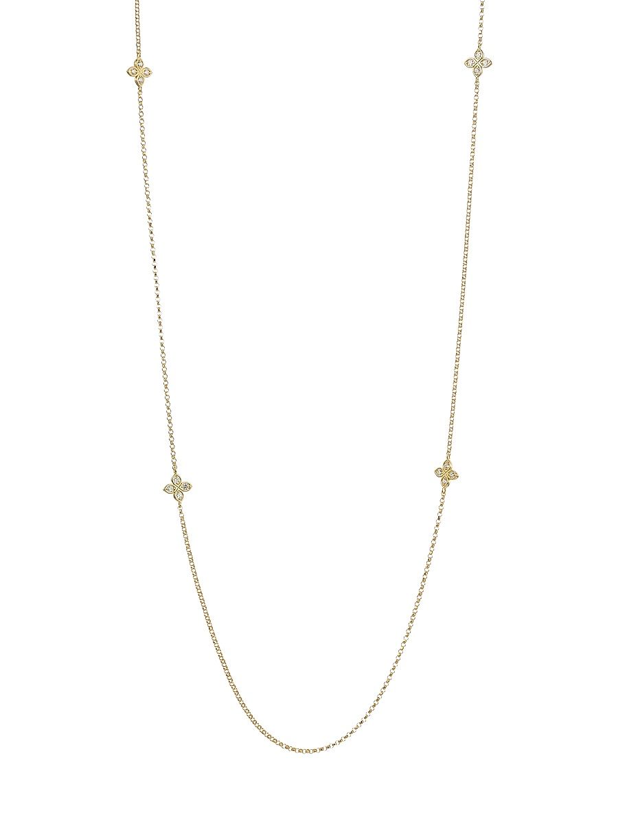 Women's Love By The Yard 18K Yellow Gold & 0.28 TCW Diamond Station Necklace/33" - Yellow Gold - Size 33