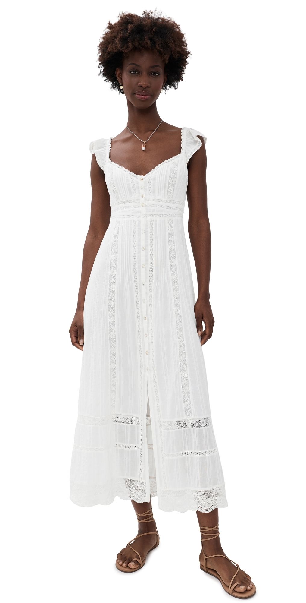 LoveShackFancy Kailette Dress Optic White XS