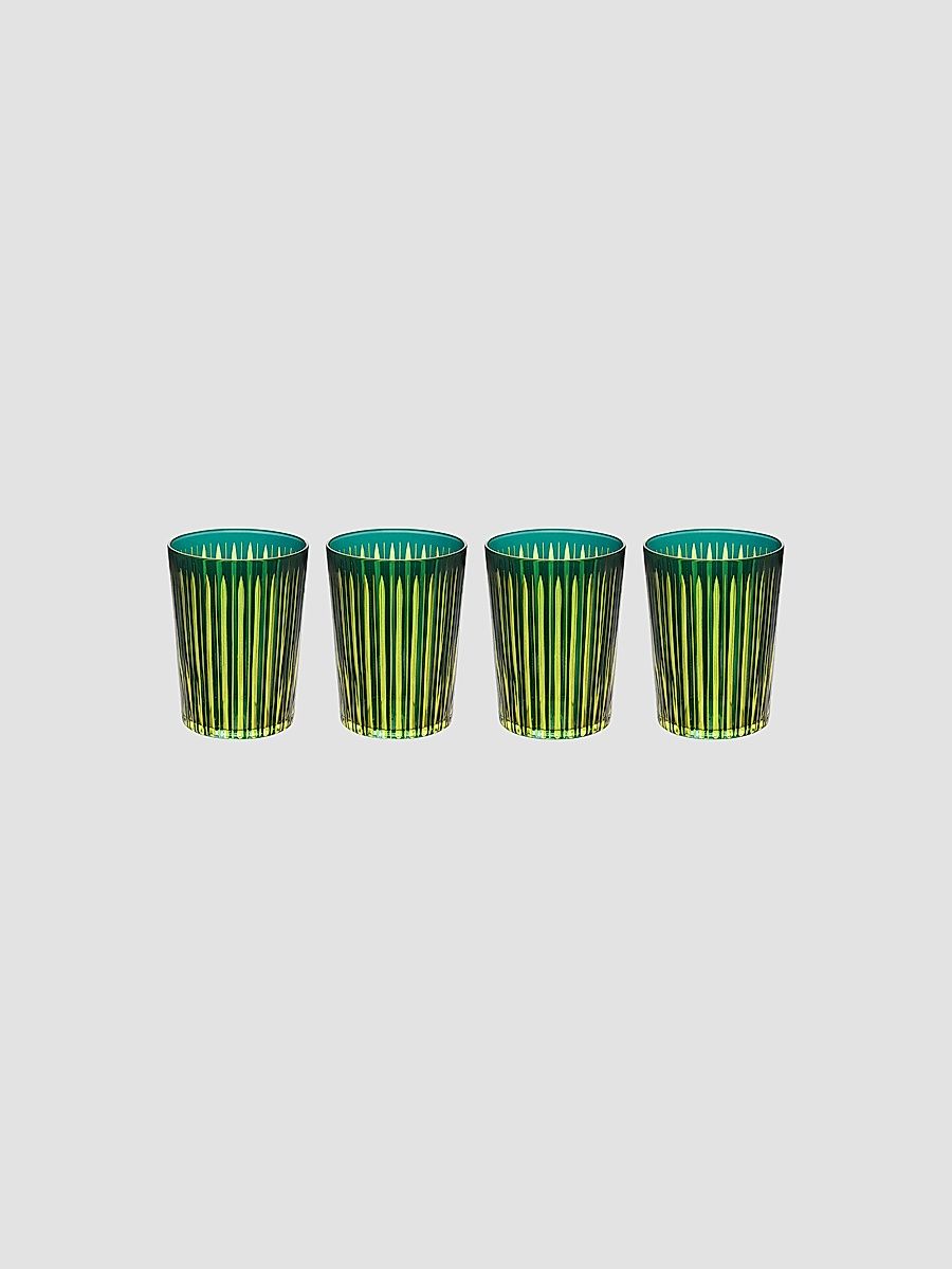 Prism 4-Piece Highball Glass Set - Green Yellow