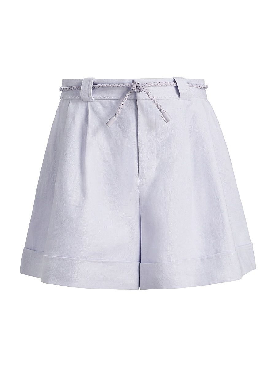 Women's Luna Linen High-Rise Shorts - Lilac - Size 10