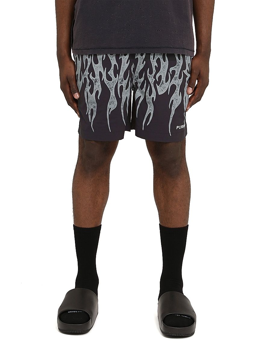 Men's Flame Print Swim Shorts - Navy - Size XXL