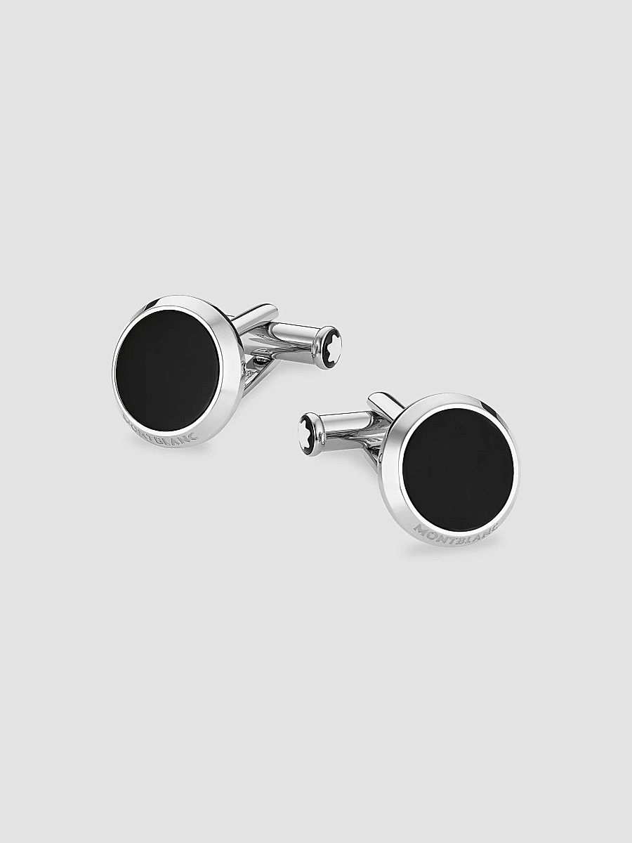 Montblanc Men's Meisterstück Stainless Steel & Black Onyx Cufflinks - Silver