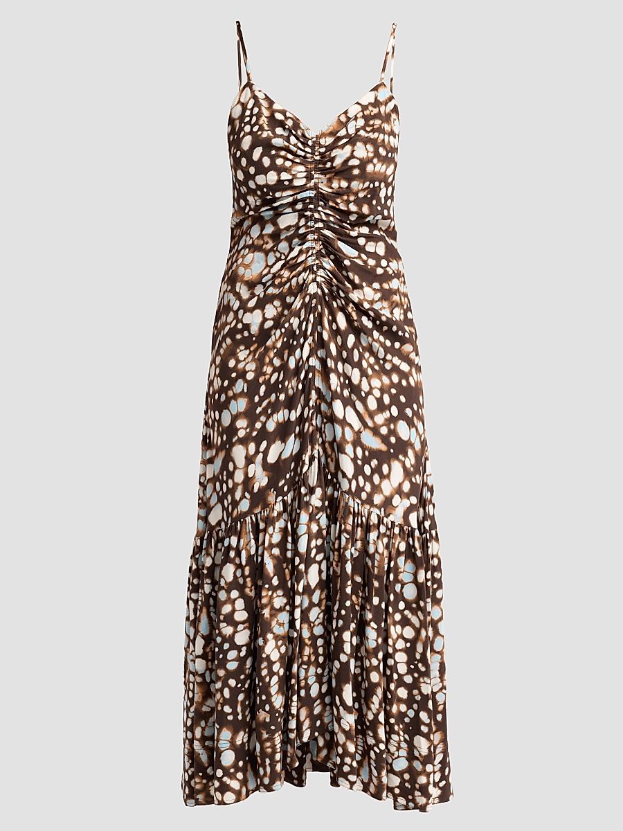 Women's Lindsey Gathered Speckled Midi Dress - Ganache Multi - Size 10