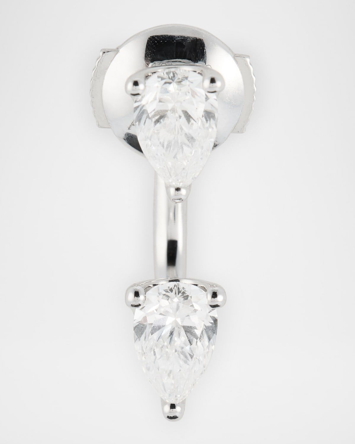 18K White Gold Large Pear Diamond Orbit Earring, Single