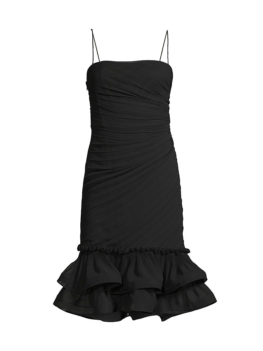 Women's Chiffon Gathered Minidress - Black - Size Medium