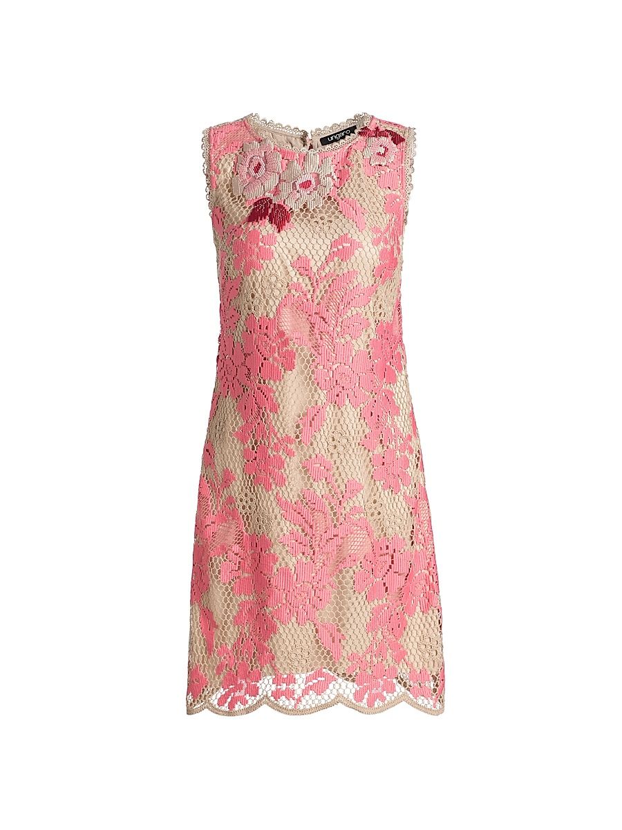 Women's Victoria Floral Lace Appliqué Minidress - Coral Multi - Size 6