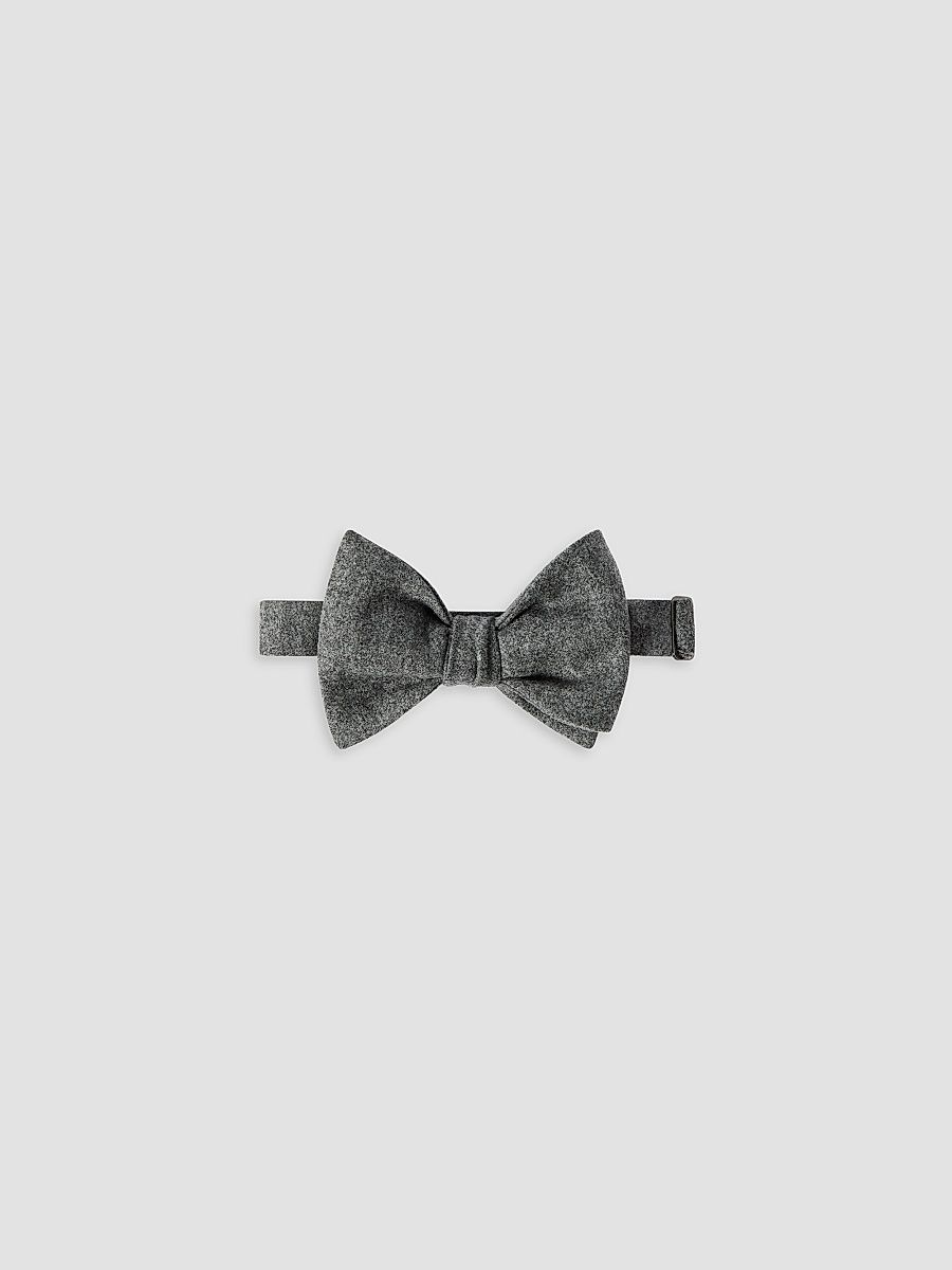 Men's Wool, Silk and Cashmere Lightweight Flannel Bow Tie - Dark Grey