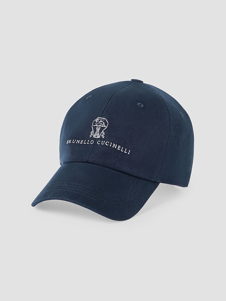 Men's Garment-Dyed Twisted Cotton Gabardine Baseball Cap - Navy Blue - Size Large