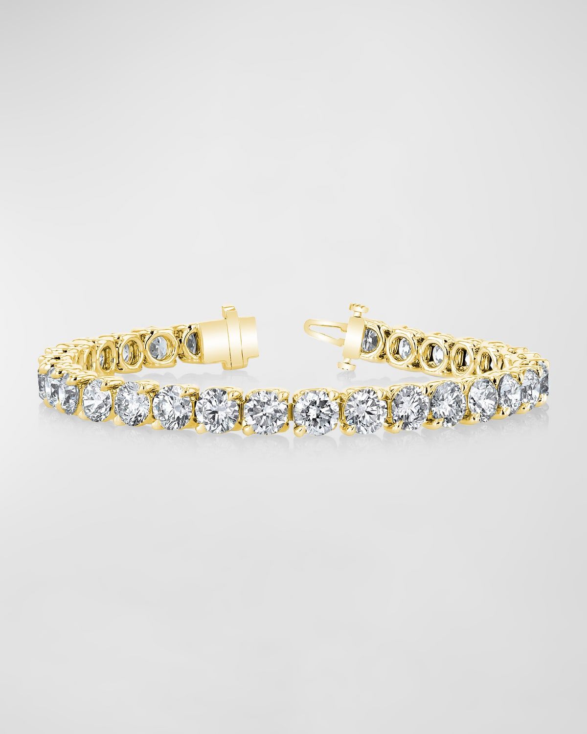 18K Gold Round-Cut Diamond Buttercup Tennis Bracelet, 10.00tcw, 7"L