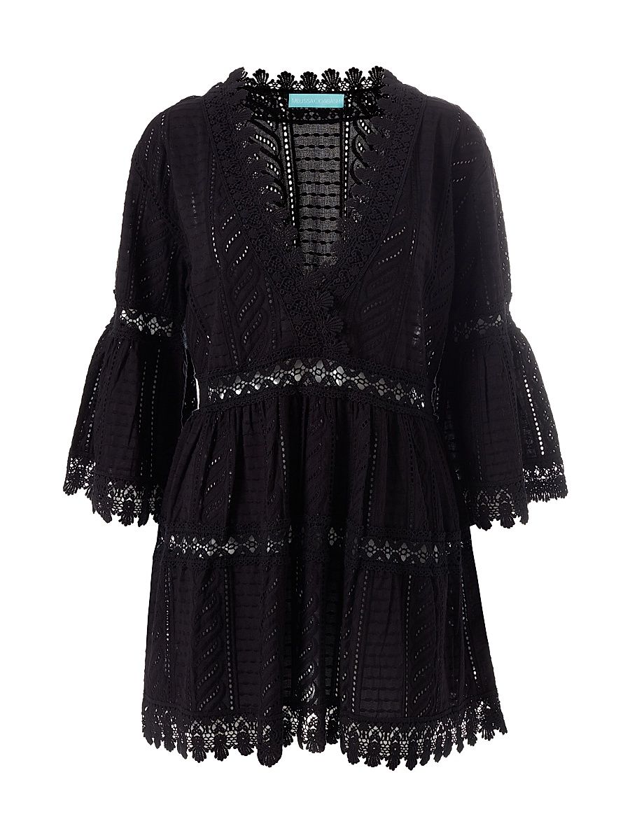 Women's Victoria Broderie Anglaise Tiered Minidress - Black - Size XL