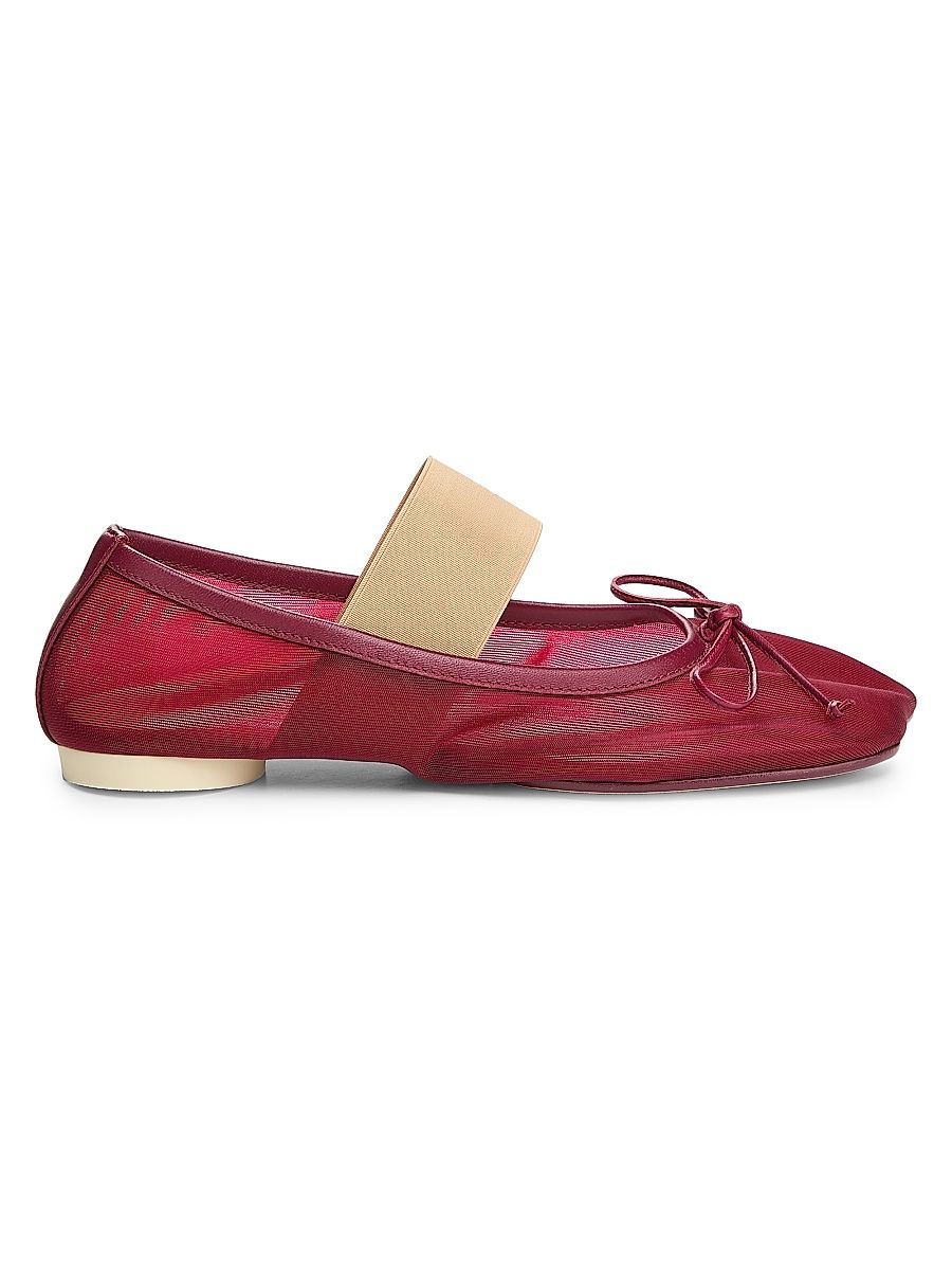 Women's Elastic Mesh Ballet Flats - Ruby Wine - Size 6