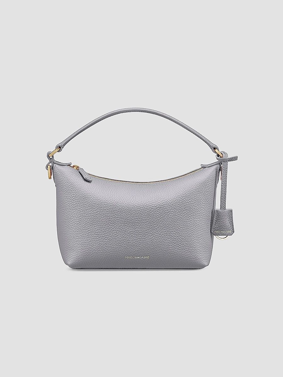 Maison de Sabre Women's Small Leather Soft Hobo Bag - Dove Grey