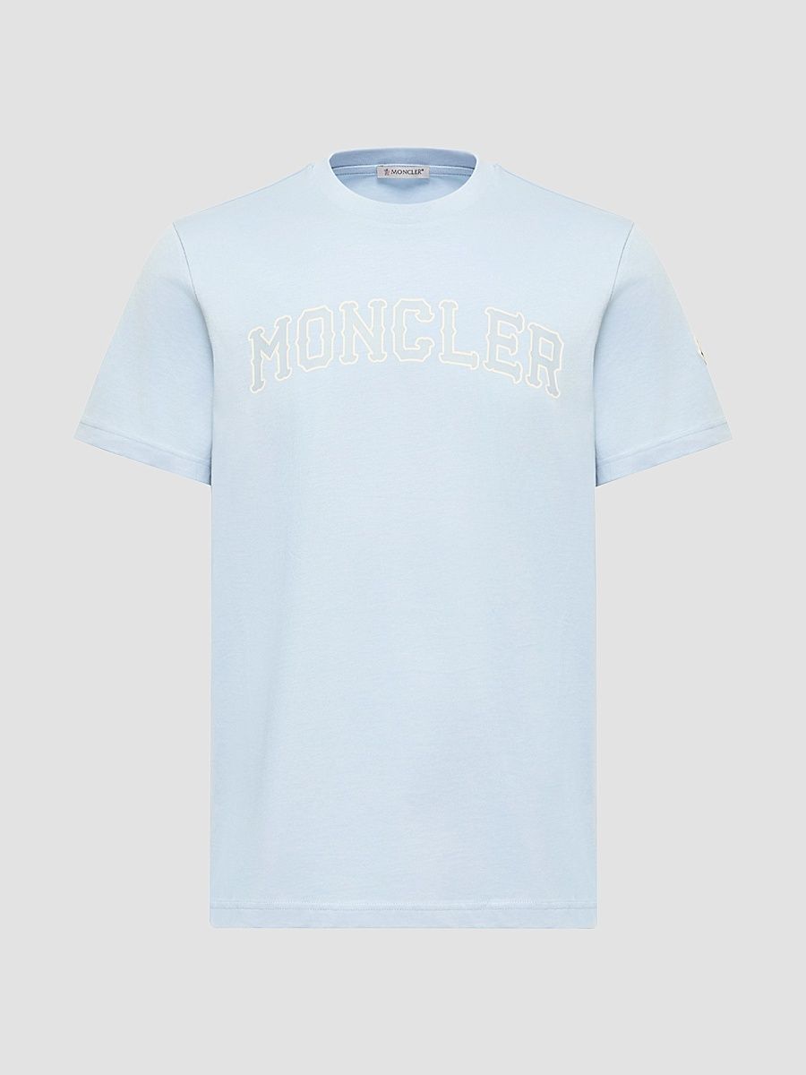 Moncler Men's Crewneck T-Shirt in Cotton - Light Blue - Size XL