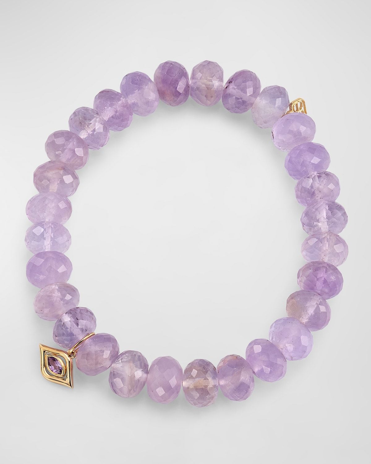 Marquise Floating Evil Eye Amethyst Beaded Bracelet
