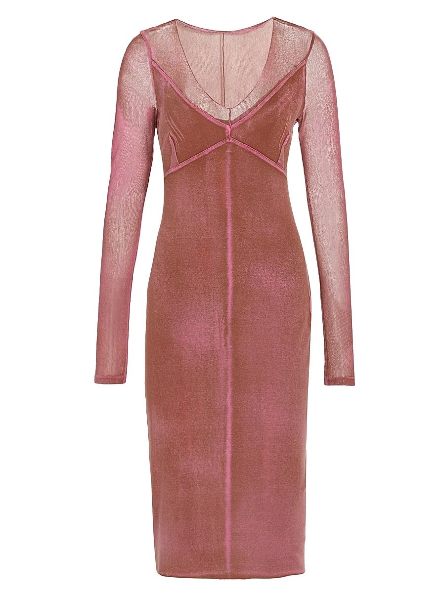 Women's Poppy Cotton Mesh Midi-Dress - Cognac Rose - Size XS