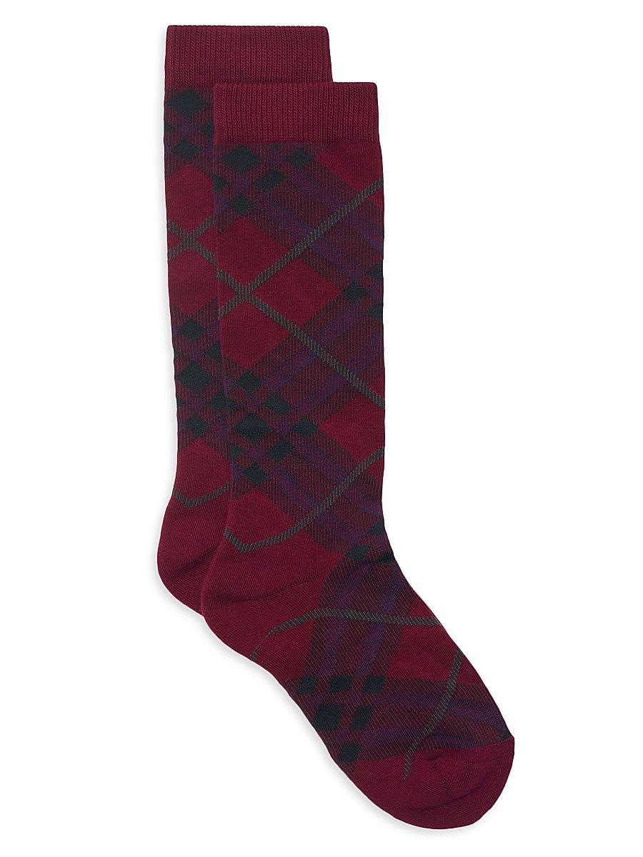 Men's Check Cotton-Blend Socks - Sash Red - Size XL