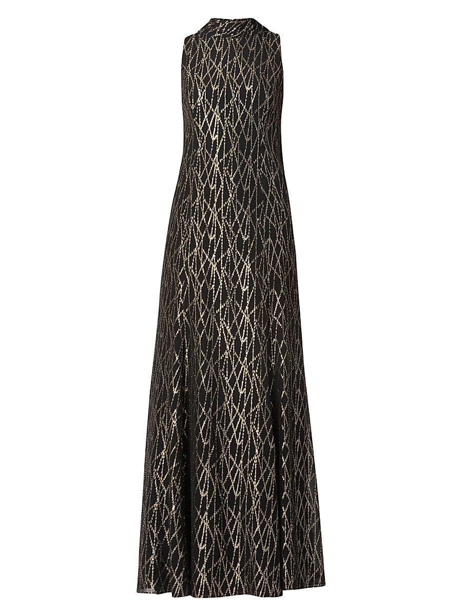 Shoshanna Women's Flora Metallic Maxi Dress - Jet Gold - Size 4
