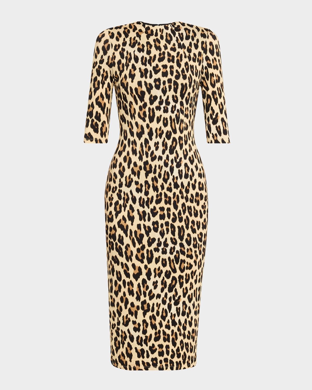 Delora Fitted Leopard Mock-Neck Dress