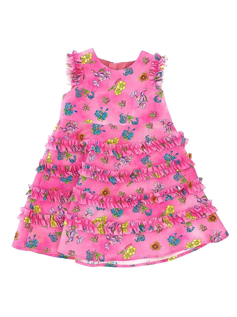 Baby Girl's & Little Girl's Floral Ruffled Poplin Dress - Cyclamen Pink - Size 5