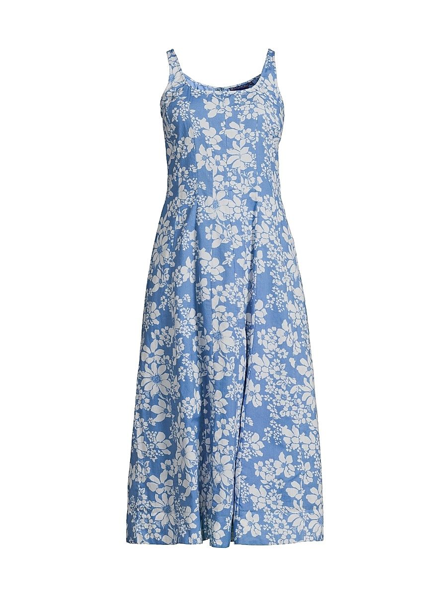 Women's Camillie Floral Midi-Dress - Light Blue Catania - Size XL