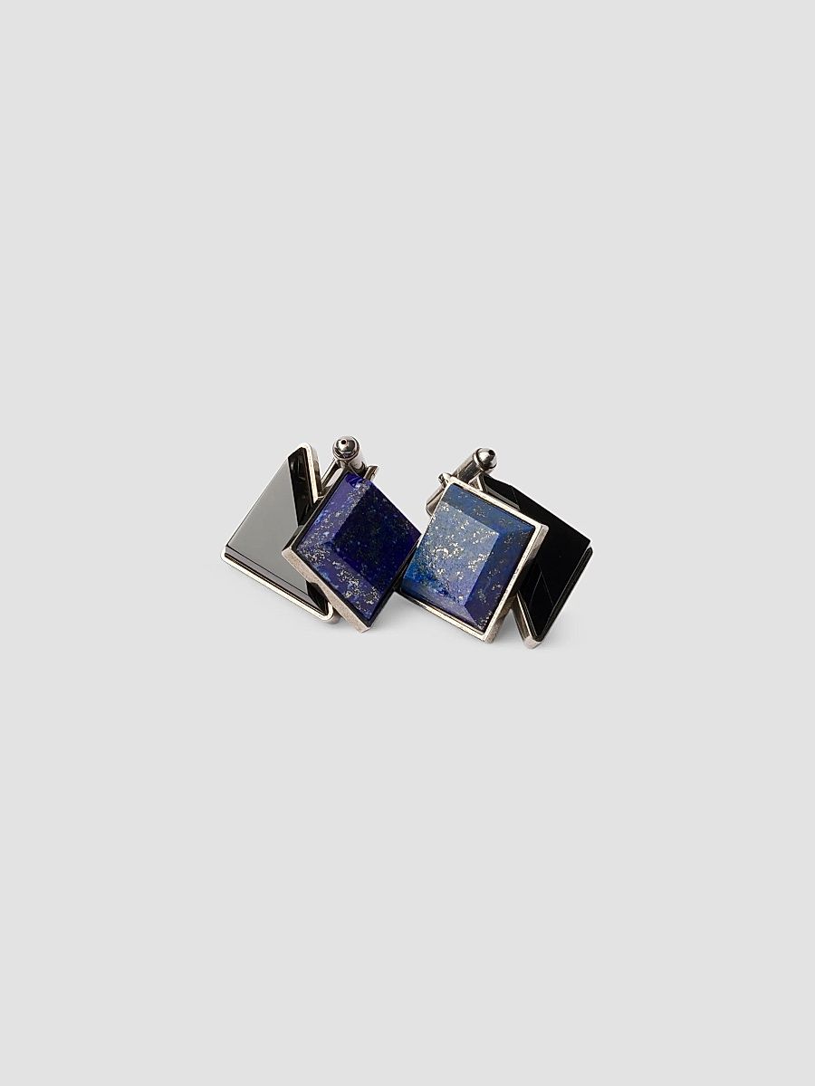 Men's Metal and Semi-Precious Stone Cufflinks - Blue