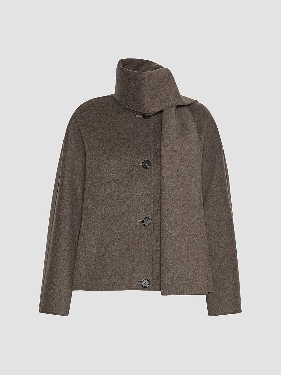 Women's Cropped Wool Broadcloth Jacket - Medium Grey - Size 2