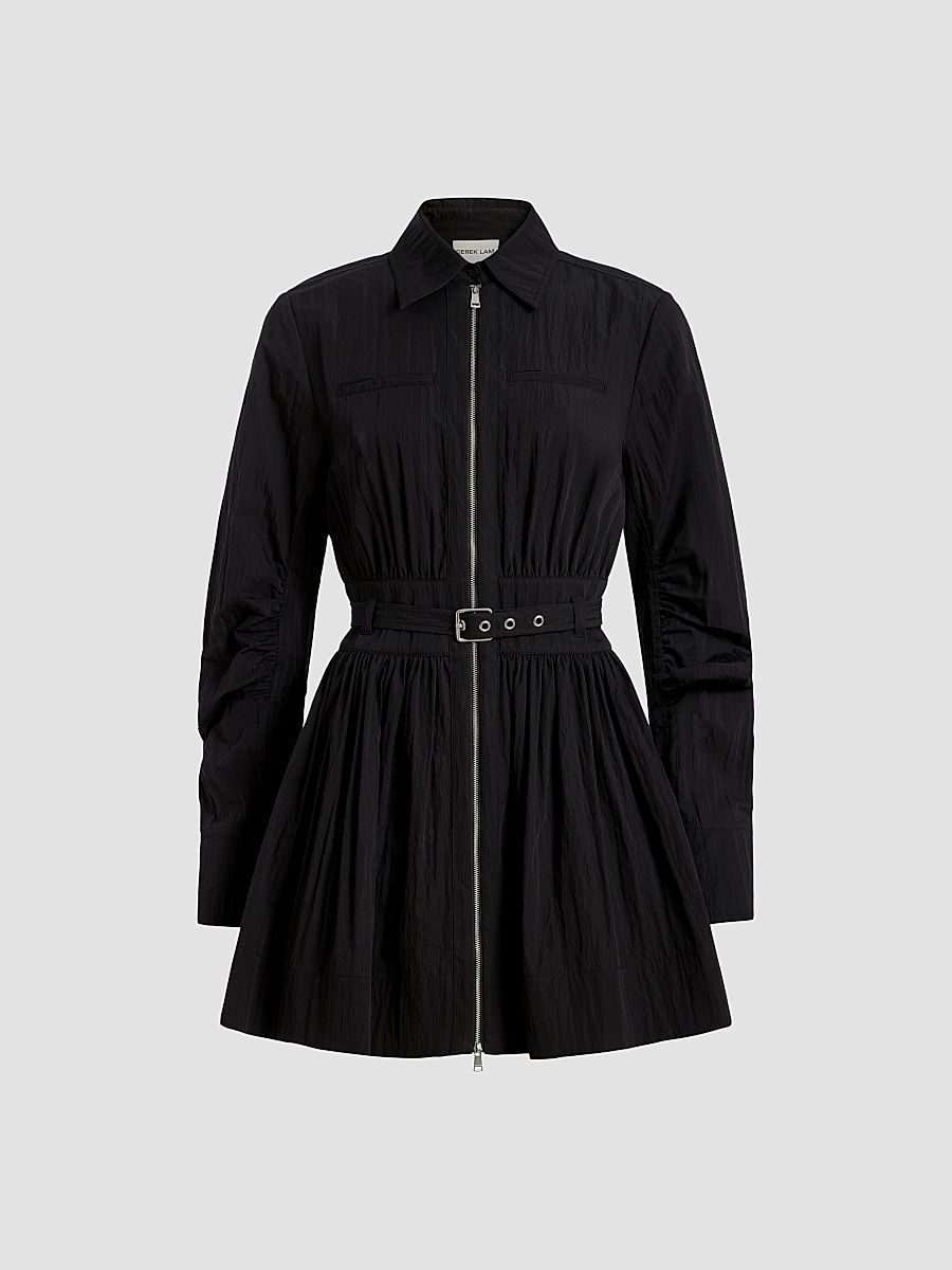 Women's Ethan Crinkle Cotton-Nylon Mini Dress - Black - Size 4