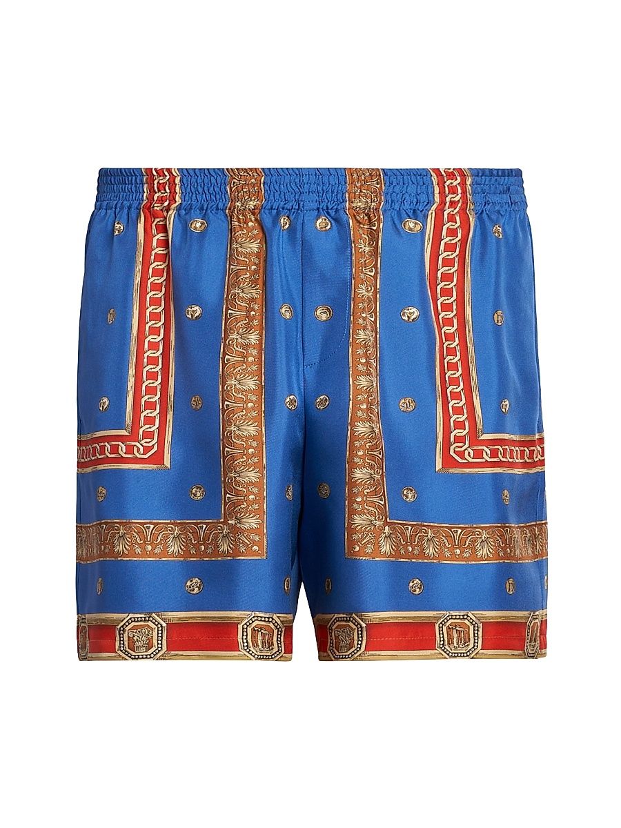 Men's The Ring Master Silk Twill Shorts - Royal Blue Red - Size 30