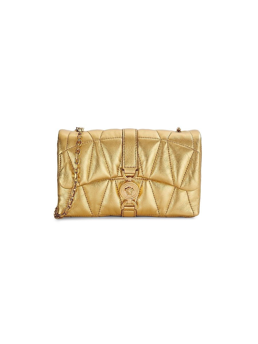 Women's Mini Kleio Metallic Quilted Leather Crossbody Bag - Gold