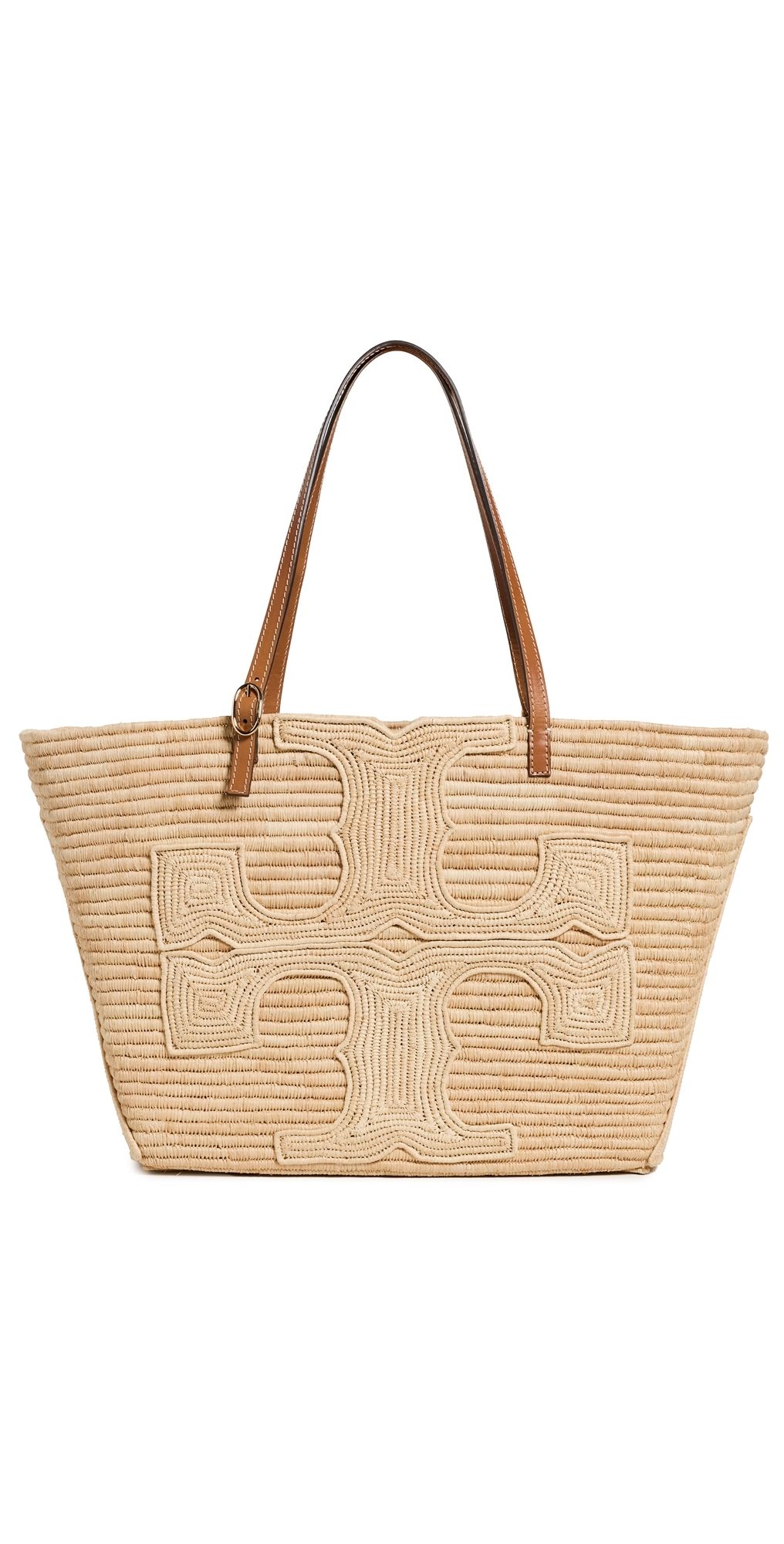 Tory Burch Ella Structured Straw Large Tote Bag Natural One Size