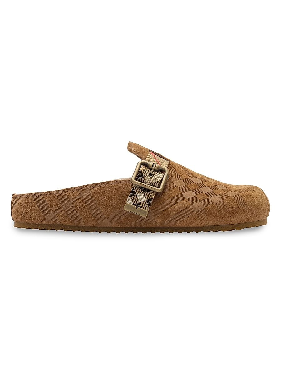 Women's Urchin Check Shearling Lined Suede Clogs - Jute - Size 11