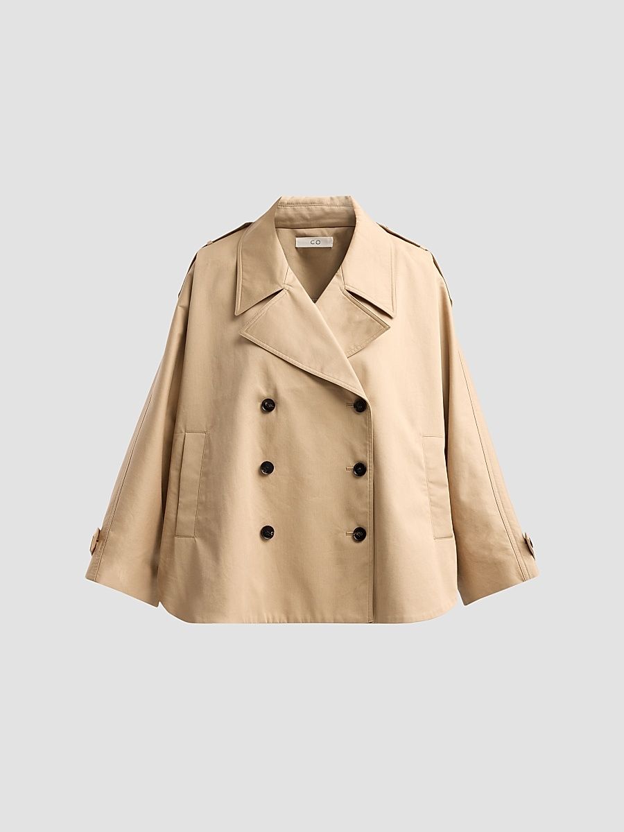 Women's Dolman Cropped Trench Coat - Camel - Size XL