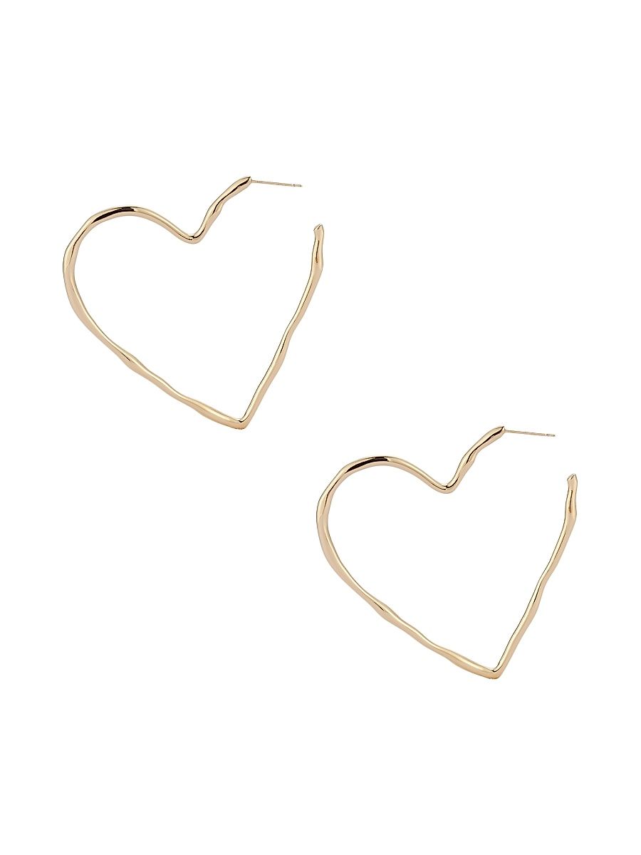 Women's Emilie 14K-Gold-Plated Heart Hoop Earrings - Gold