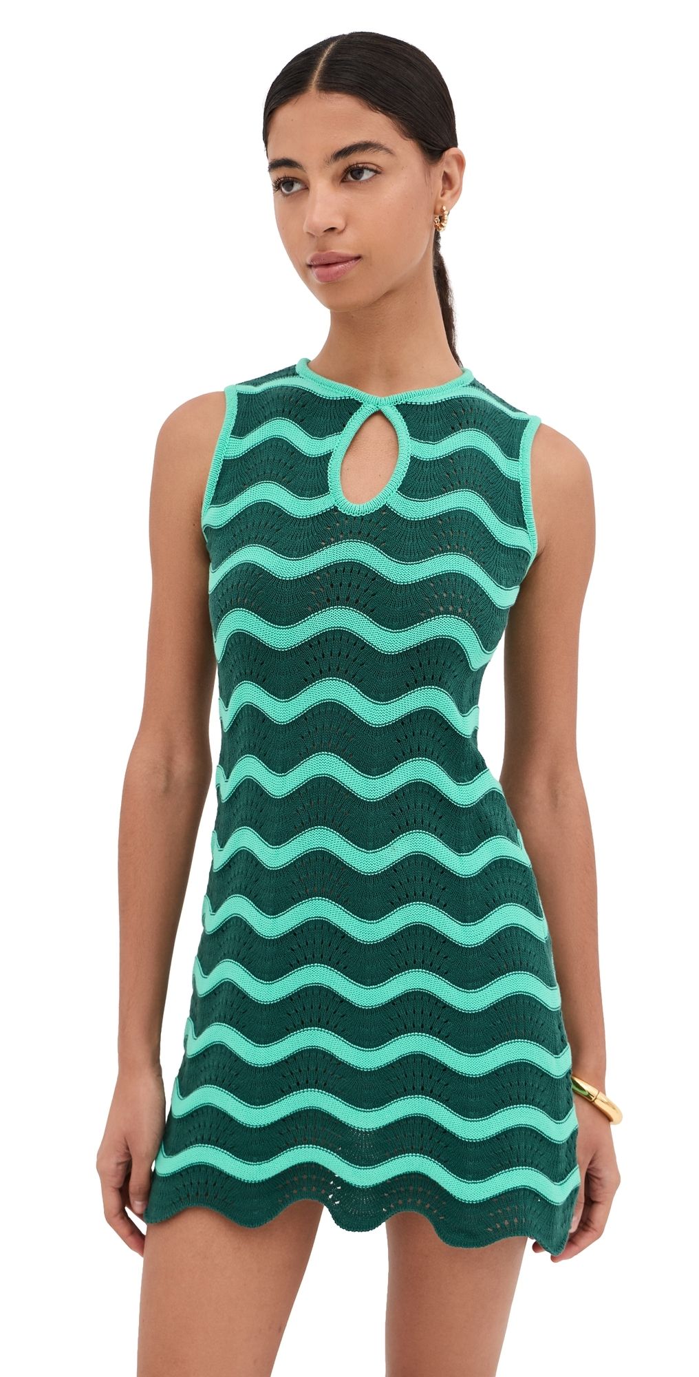 La DoubleJ Wavy Mini Dress Bicolor Mint/Dark Green M