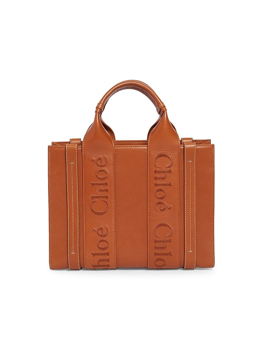 Women's Small Woody Leather Tote - Caramel