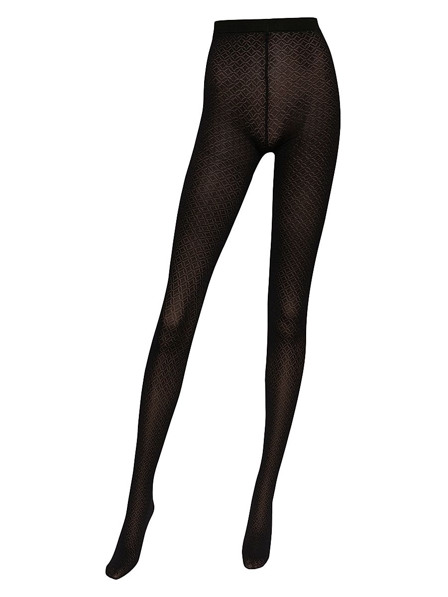 Women's Geometric Jacquard Tights - Black - Size Small