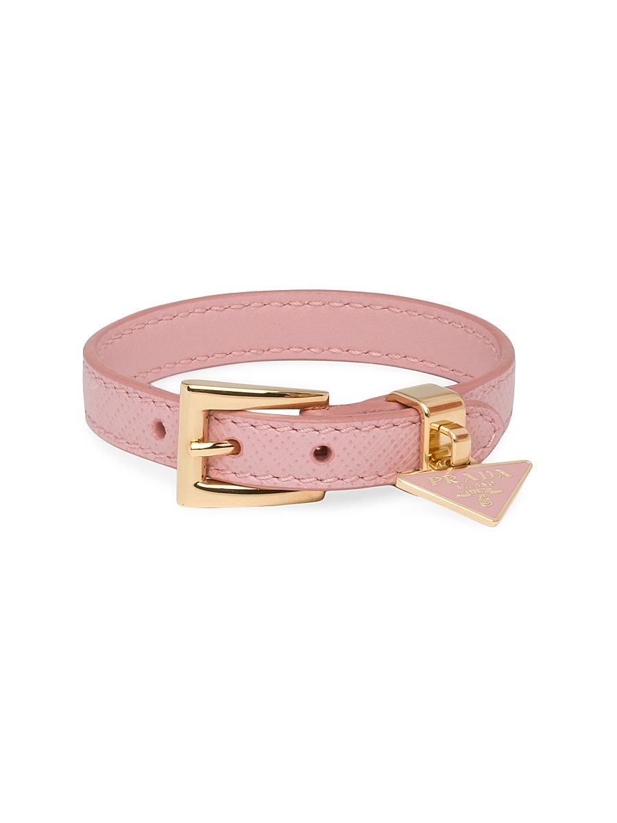 Women's Saffiano Leather Bracelet - Dark Pink - Size Small