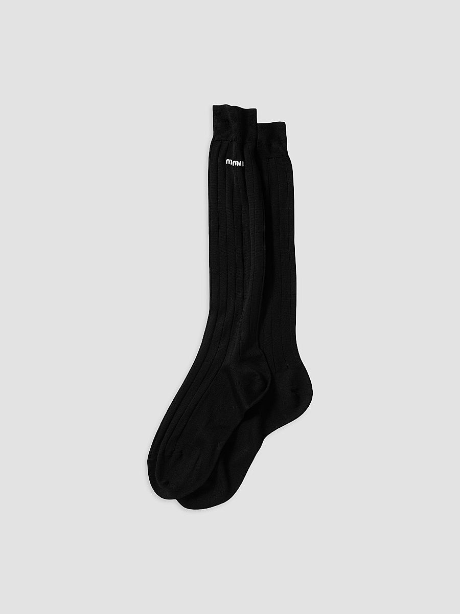 Miu Miu Women's Silk Socks - Black - Size 00