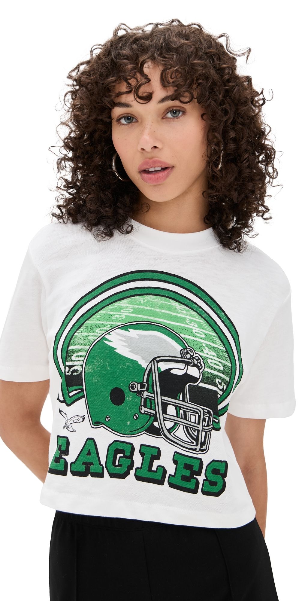 Junk Food Eagles Game Time MN Crop Tee Vintage White L