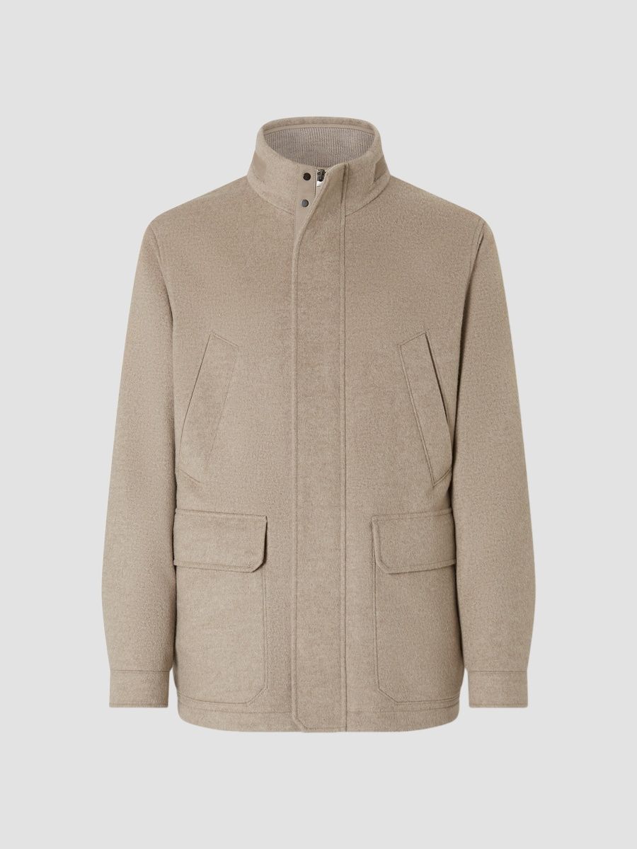 ZEGNA Men's Oasi Cashmere Elements Car Coat - Light Taupe - Size 48