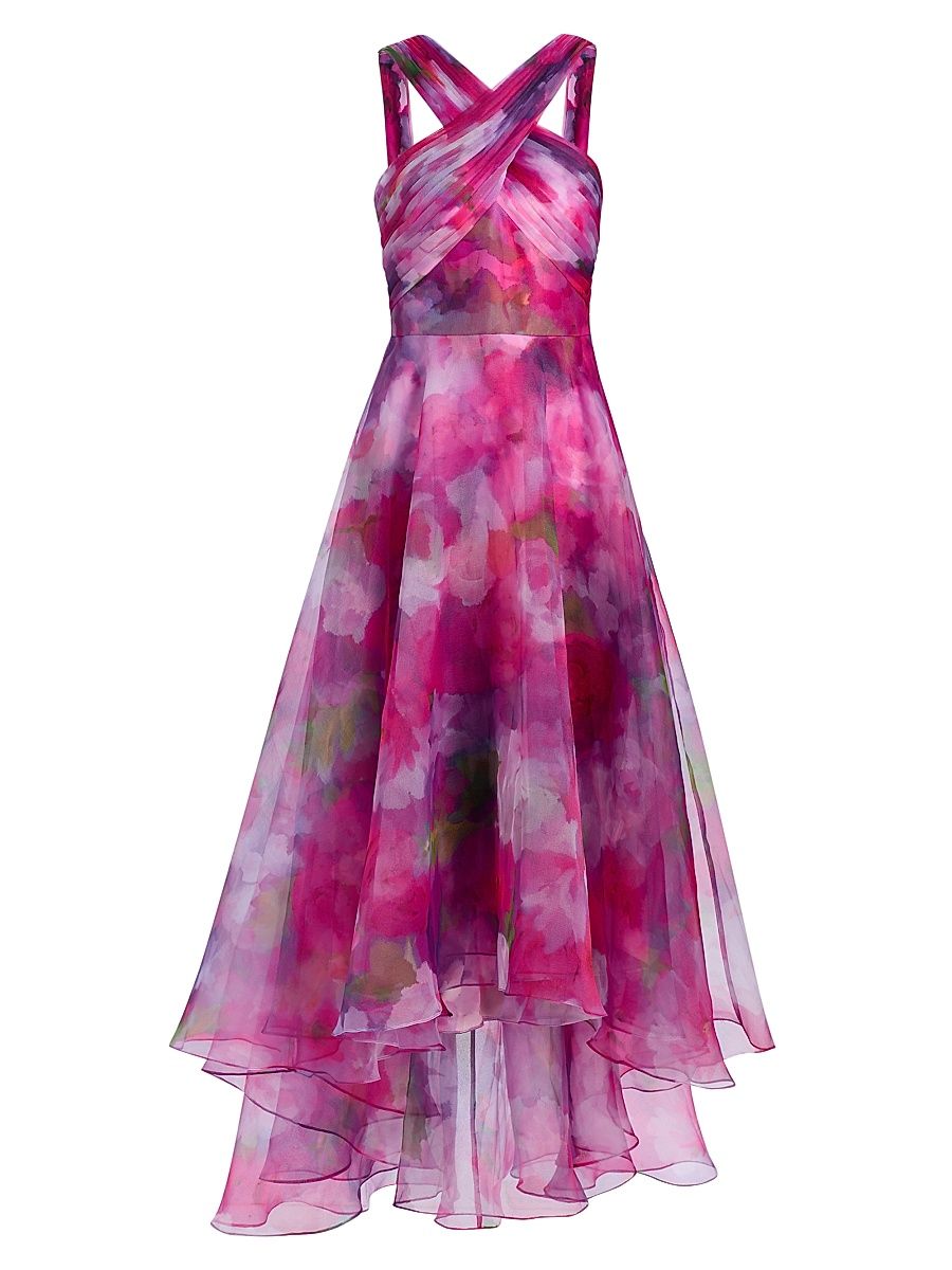 Women's Luana Printed Organza High-Low Gown - Luminous Bouquet - Size 12
