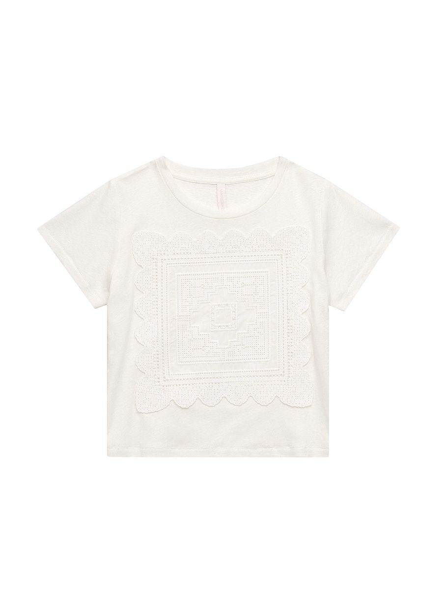 Baby Girl's,Little Girl's & Girl's Solstice Appliqué Linen-Cotton T-Shirt - Ivory - Size 12 Months