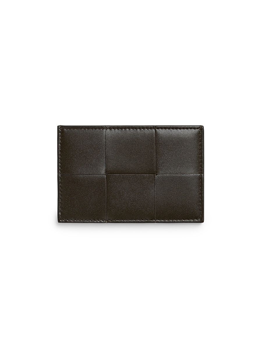 Men's Cassette Intrecciato Leather Card Case - Black