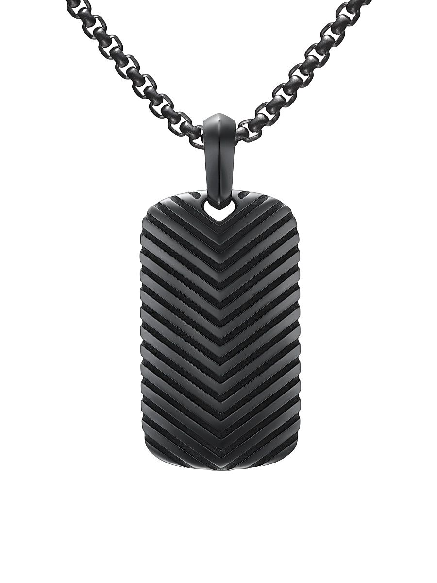 Men's Chevron Tag in Black Titanium, 34MM - Black